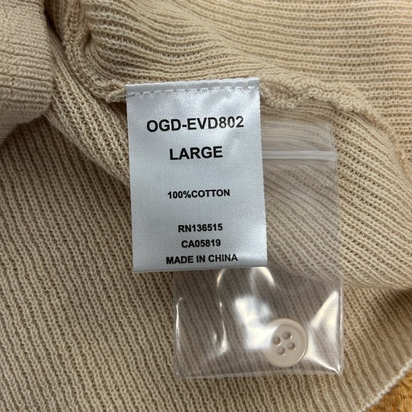 One Grey Day Ribbed Henley Top Cotton Tan Stretchy Sweater Large Revolve New NWT - Picture 8 of 8